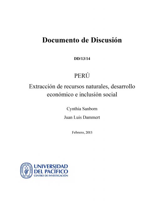 Extracción de recursos naturales, desarrollo económico e inclusión social en el Perú